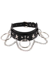 menaful necklace Black / Adjustable PU Leather Punk Chain Choker - Black
